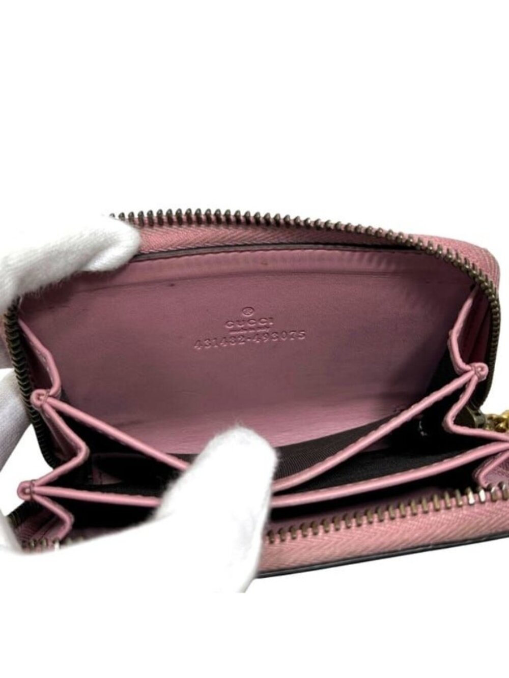 Gucci Coin Purse Wallet Pearl Charm GG Supreme Canvas Beige - Picture 3 of 10